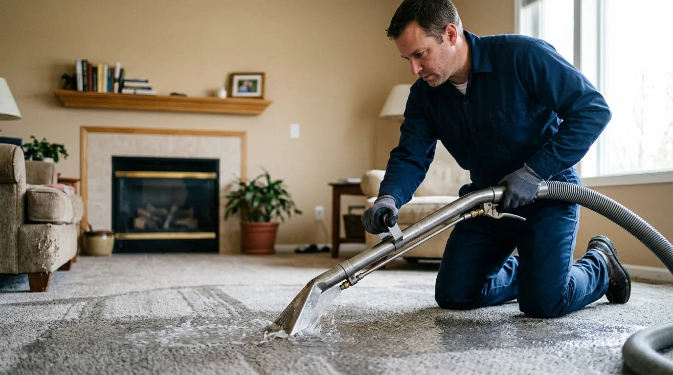 Water damage restoration technician working near New Albin, IA